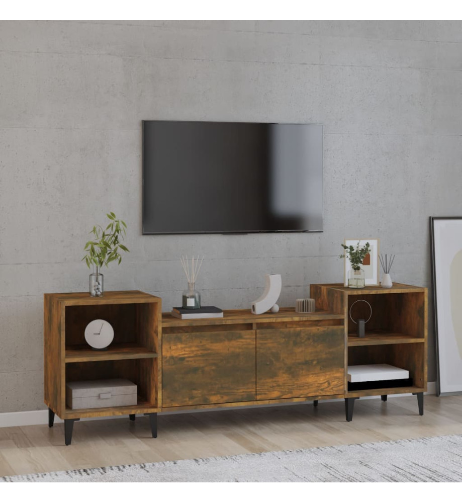 Meuble TV Chêne fumé 160x35x55 cm Bois d'ingénierie