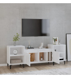 Meuble TV Blanc brillant 160x35x55 cm Bois d'ingénierie