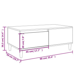 Table basse Chêne fumé 90x50x36,5 cm Bois d'ingénierie