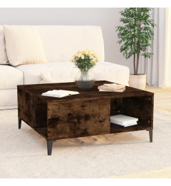 Table basse chêne fumé 80x80x36,5 cm bois d'ingénierie