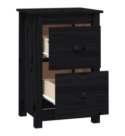 Tables de chevet 2 pcs Noir 40x35x61,5 cm Bois de pin massif