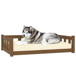 Lit pour chien marron miel 105,5x75,5x28 cm bois de pin solide