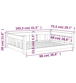 Lit pour chien marron miel 105,5x75,5x28 cm bois de pin solide