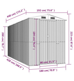 Abri de jardin Anthracite 192x440x223 cm Acier galvanisé