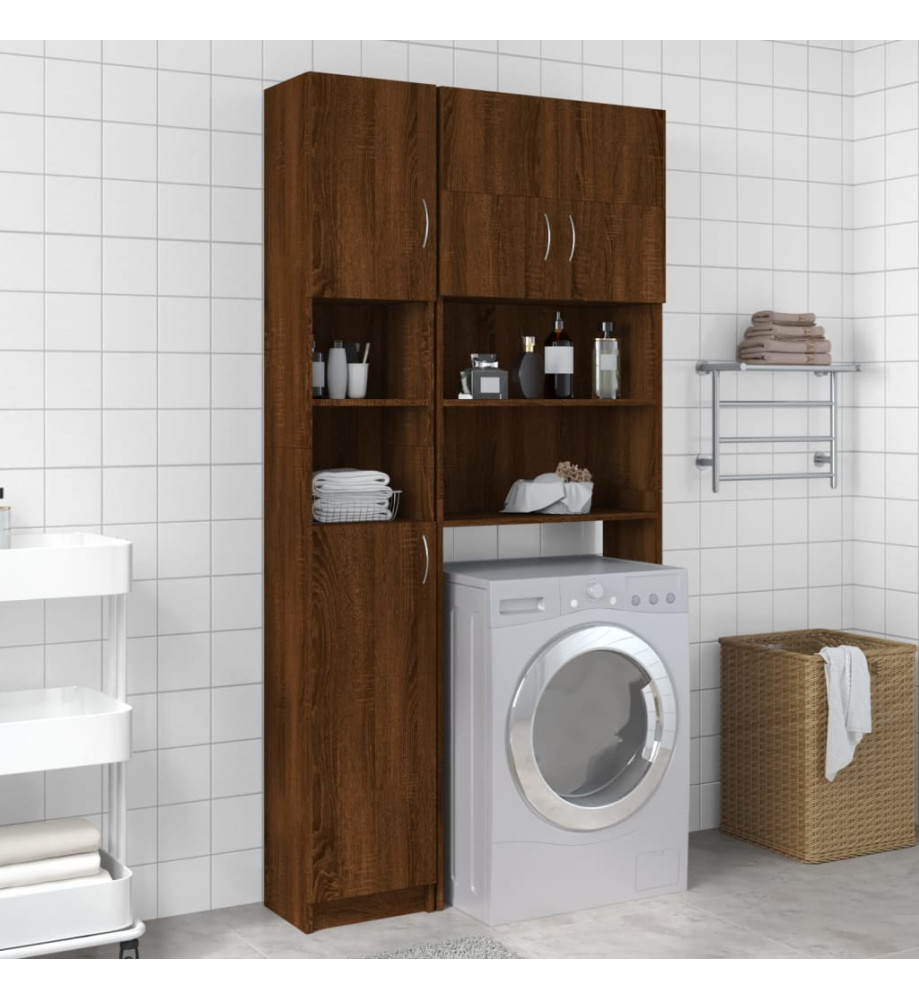 Armoire de bain Chêne marron 32x25,5x190 cm Bois d'ingénierie