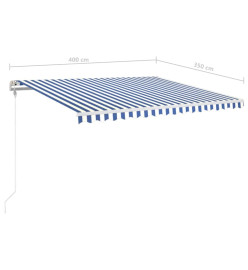 Auvent rétractable automatique 400x350 cm Bleu et blanc