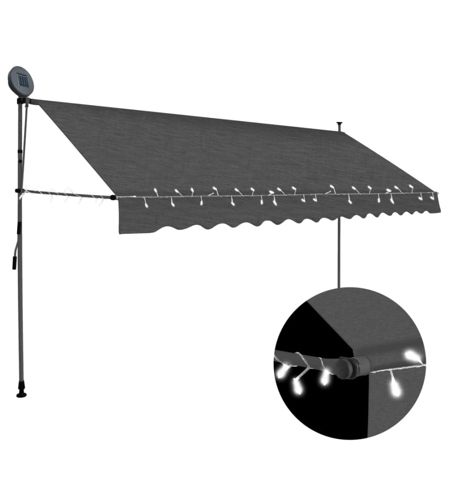 Auvent manuel rétractable avec LED 400 cm Anthracite