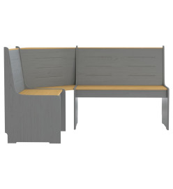 Banc d'angle 151 cm Bois de pin solide Marron miel et gris