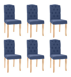 Chaises à manger lot de 6 bleu tissu