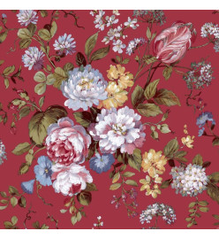 Noordwand Papier peint Blooming Garden 6 Big Flowers Rouge et bleu