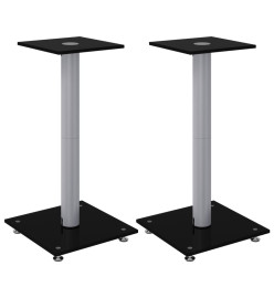 Supports de haut-parleurs 2 pcs noir et argenté 1 pilier