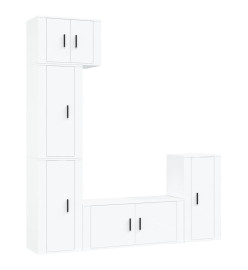 Ensemble de meubles TV 5 pcs Blanc Bois d'ingénierie