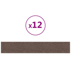 Panneaux muraux 12 pcs Taupe 90x15 cm Tissu 1,62 m²