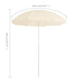 Parasol d'extérieur avec mât en acier Sable 180 cm