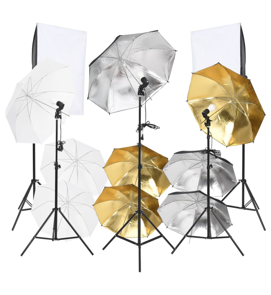 Kit de studio photo 9 pcs avec éclairage et boîtes à lumière