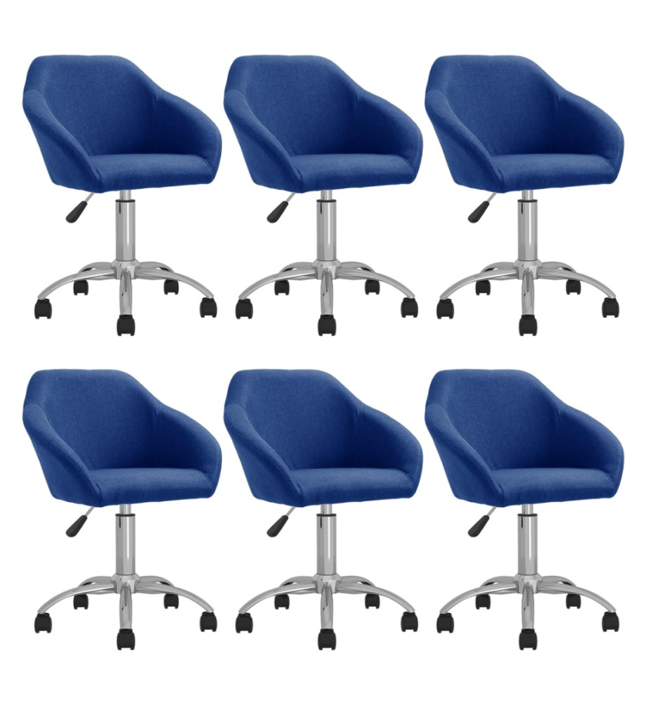 Chaises pivotantes à manger lot de 6 bleu tissu