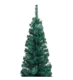 Sapin de Noël artificiel mince pré-éclairé et boules vert 120cm