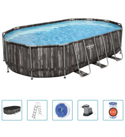 Bestway Ensemble de piscine ovale Power Steel 488x305x107 cm