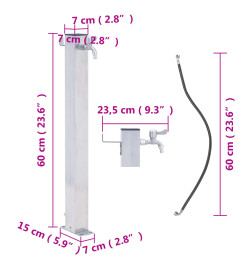 Colonne à eau de jardin 60 cm acier inoxydable carré