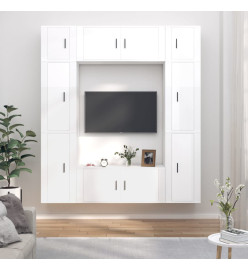 Ensemble de meubles TV 8 pcs Blanc brillant Bois d'ingénierie