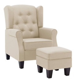 Fauteuil avec repose-pied Crème Tissu