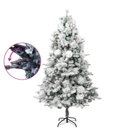 Sapin de Noël pré-éclairé avec neige floquée/cônes 225cm PVC/PE