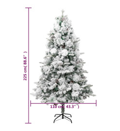 Sapin de Noël pré-éclairé avec neige floquée/cônes 225cm PVC/PE