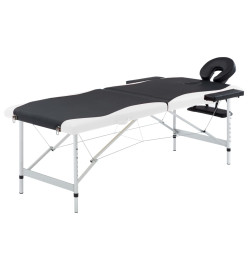 Table de massage pliable 2 zones Aluminium Noir et blanc