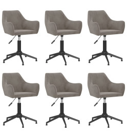 Chaises pivotantes à manger lot de 6 gris clair velours