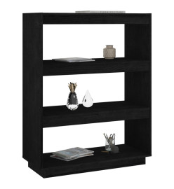 Bibliothèque/Séparateur de pièce Noir 80x35x103 cm Pin massif