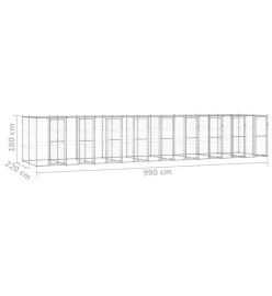 Chenil extérieur Acier galvanisé avec toit 21,78 m²