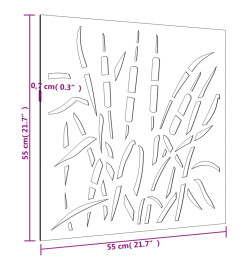 Décoration murale jardin 55x55 cm acier corten design d'herbe