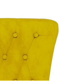 Chaise à dossier haut jaune velours conception de bouton