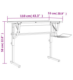 Bureau d'artisanat noir et gris 110x53x(58-87) cm