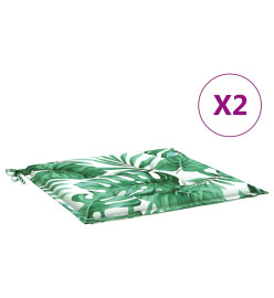 Coussins de chaise lot de 2 motif de feuilles 50x50x3 cm tissu