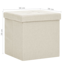 Tabouret de rangement pliable Blanc crème Faux lin