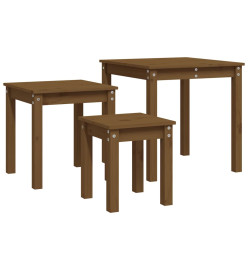 Tables gigognes 3 pcs Marron miel Bois de pin massif