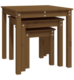 Tables gigognes 3 pcs Marron miel Bois de pin massif