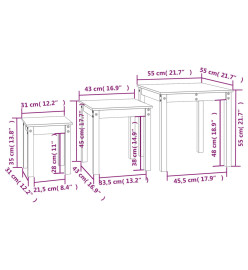 Tables gigognes 3 pcs Marron miel Bois de pin massif