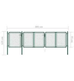 Portail de jardin Acier 75x395 cm Vert