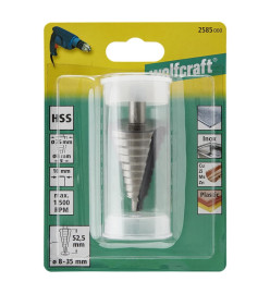 wolfcraft Foret par incréments 10 mm 8-35 mm Acier rapide Gris 2585000