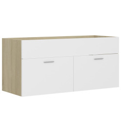 Armoire d'évier Blanc et chêne sonoma 100x38,5x46 cm Aggloméré