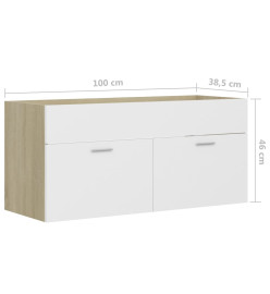 Armoire d'évier Blanc et chêne sonoma 100x38,5x46 cm Aggloméré