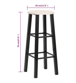 Tabourets de bar lot de 2 noir MDF