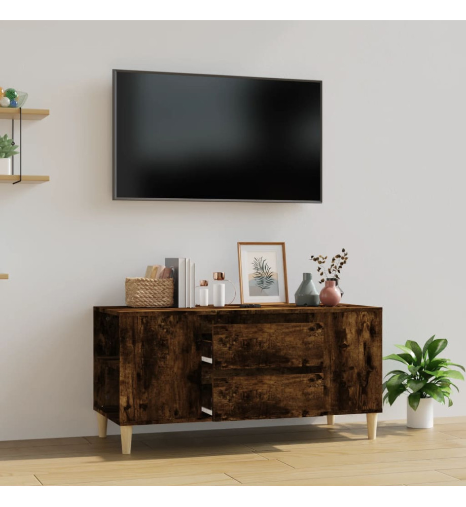 Meuble TV Chêne fumé 102x44,5x50 cm Bois d'ingénierie