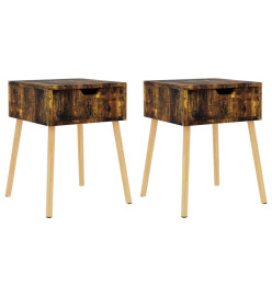 Tables de chevet 2 pcs Chêne fumé 40x40x56 cm Aggloméré