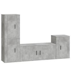 Ensemble de meubles TV 4 pcs Gris béton Bois d'ingénierie