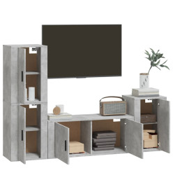 Ensemble de meubles TV 4 pcs Gris béton Bois d'ingénierie