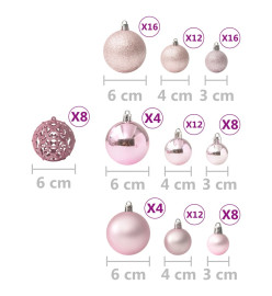 Ensemble de boules de Noël 100 pcs Rose