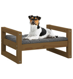 Lit pour chien Marron miel 55,5x45,5x28 cm Bois de pin solide